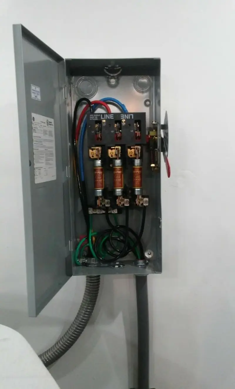 Three-phase disconnect switch installed for Smoke Detector Installation in Wisconsin Dells